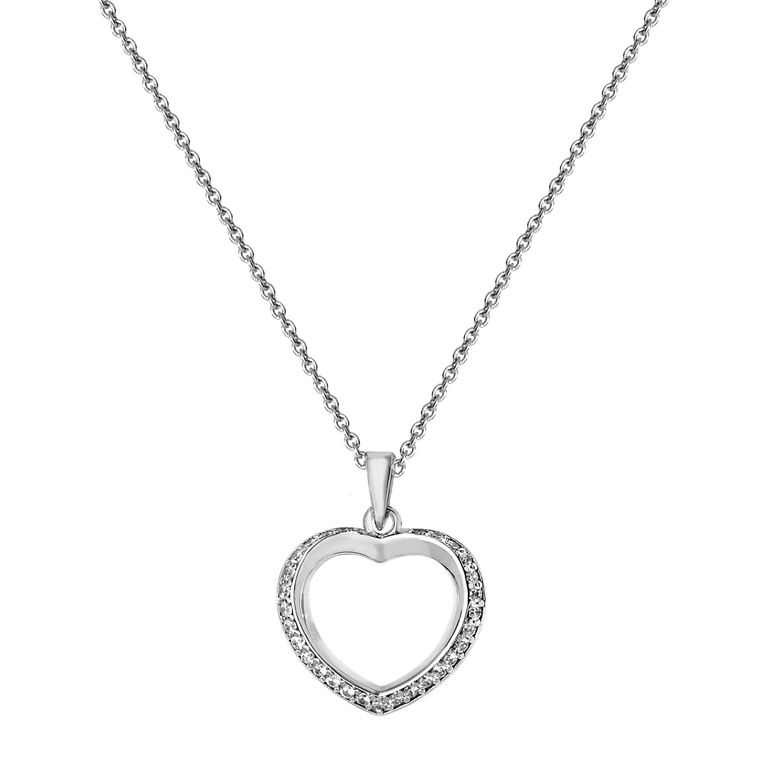 SILVER RHODIUM PLATED CZ PENDANT ON CHAIN