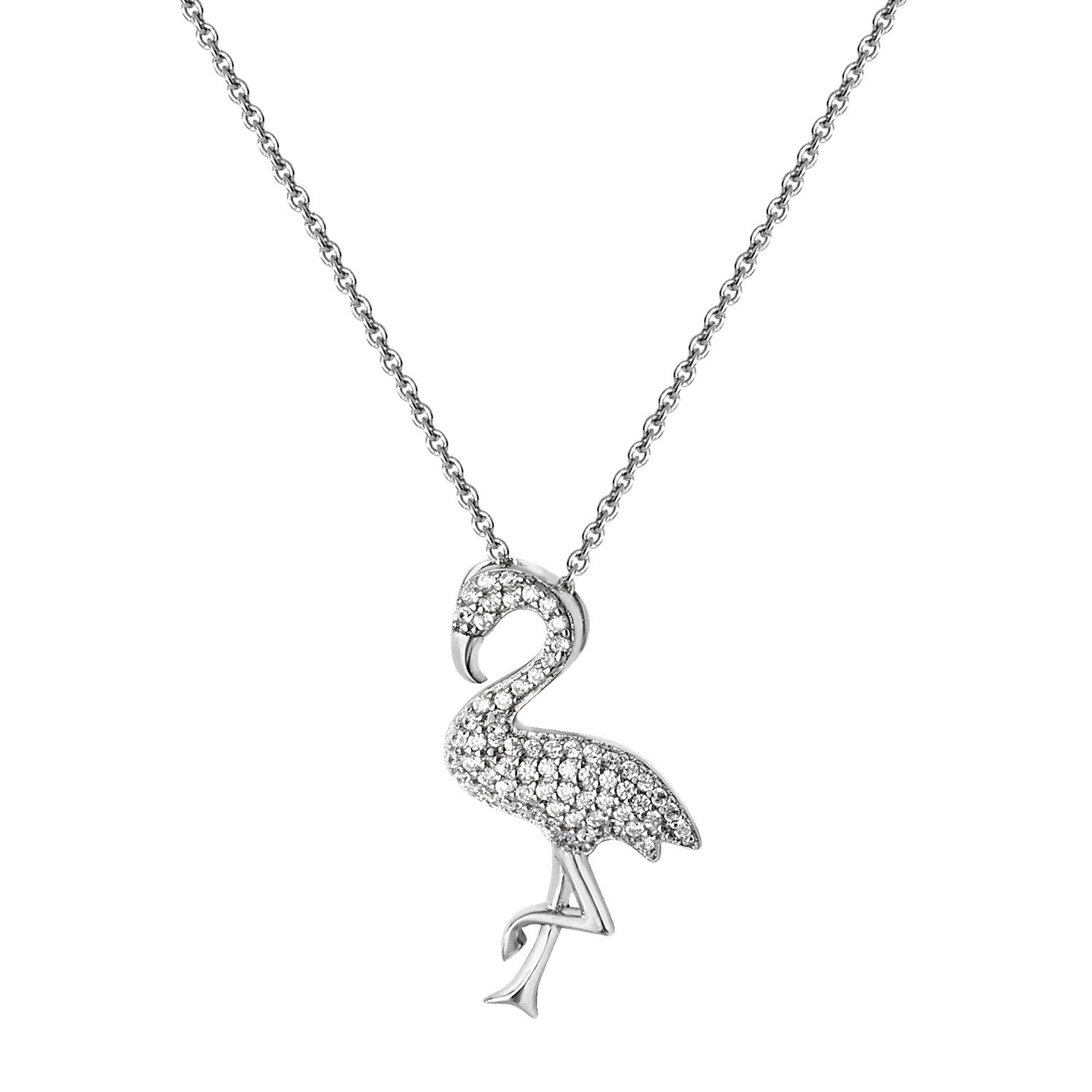 SILVER RHODIUM PLATED CZ PENDANT ON CHAIN