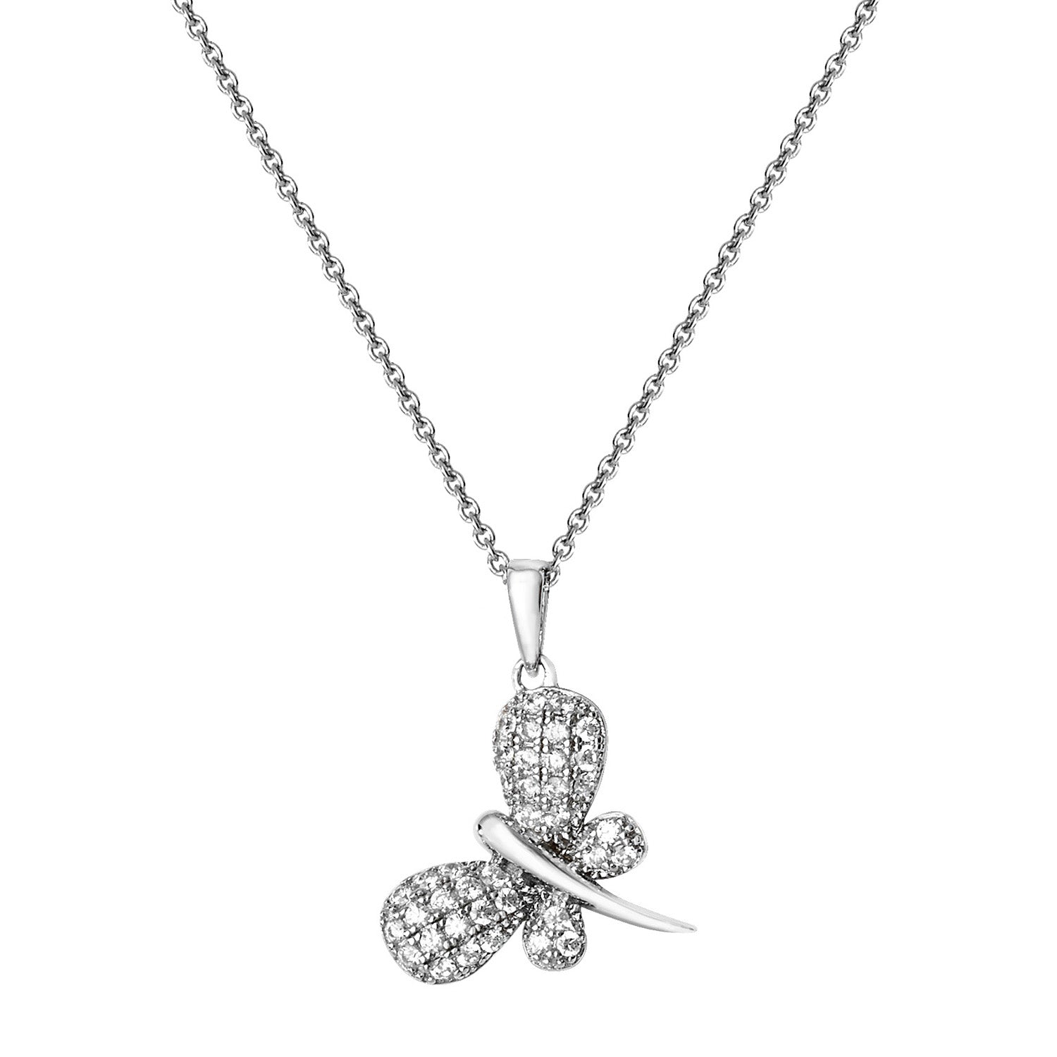 SILVER RHODIUM PLATED CZ PENDANT ON CHAIN