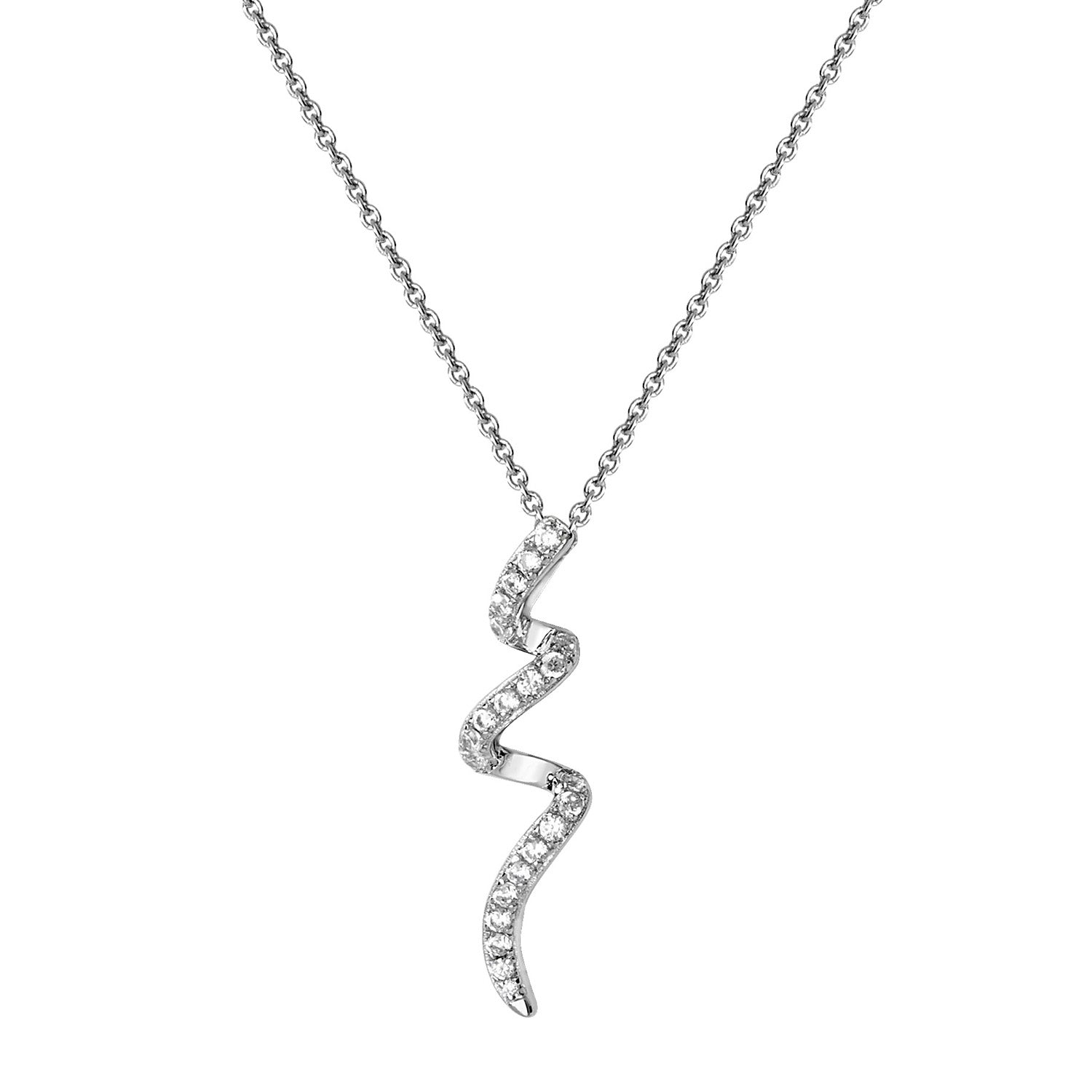 SILVER RHODIUM PLATED CZ PENDANT ON CHAIN