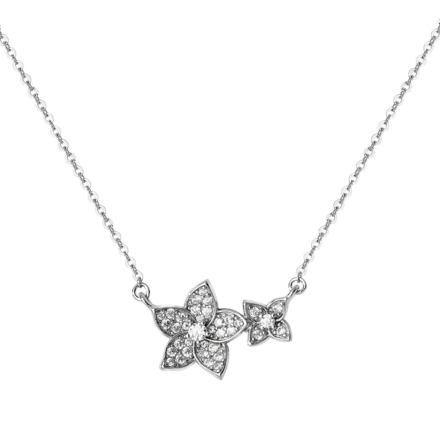 SILVER RHODIUM PLATED CZ PENDANT ON CHAIN