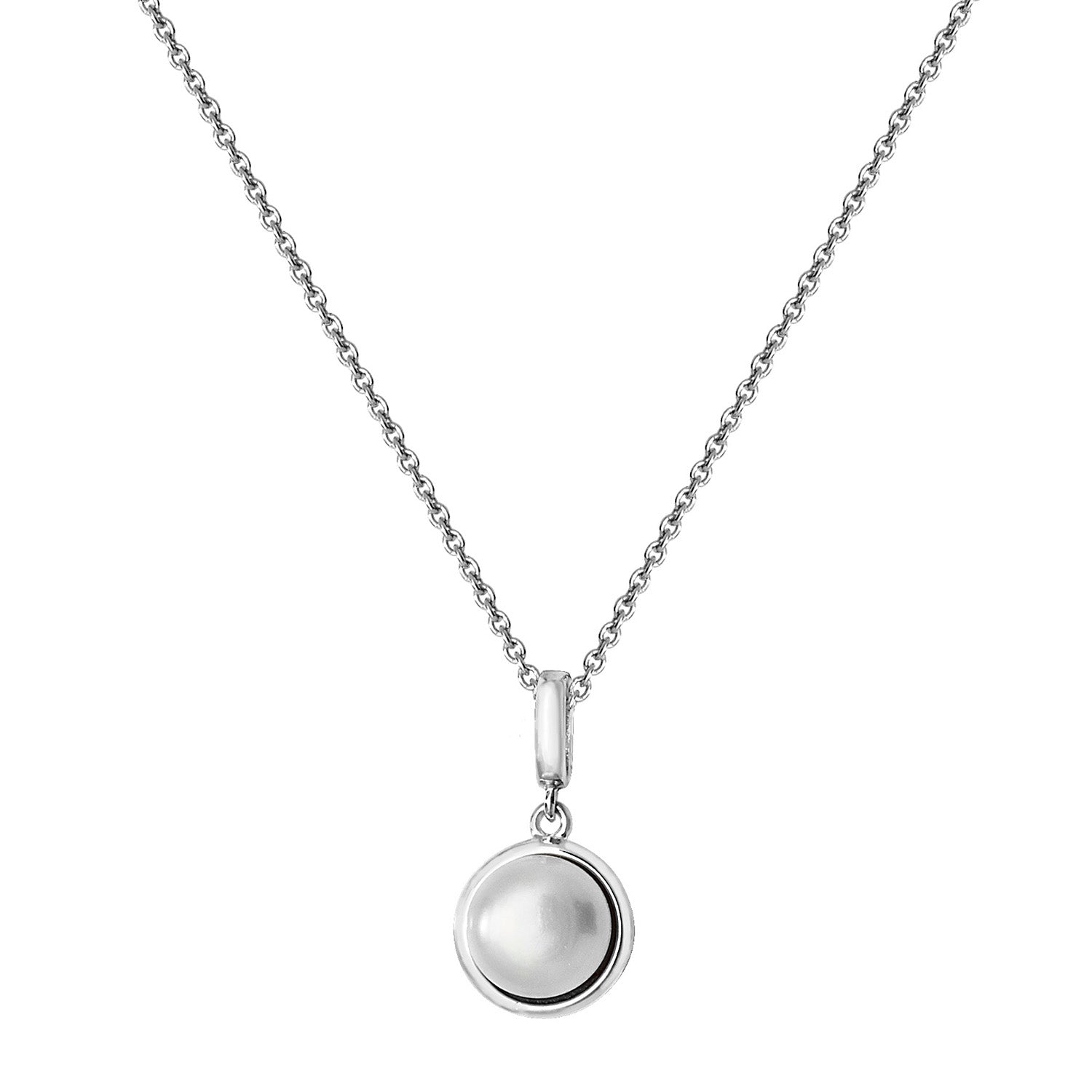 SILVER RHODIUM PLATED FRESHWATER PEARL NECKLET