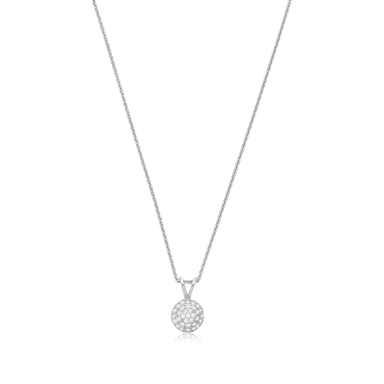 SILVER CZ CLUSTER DISC NECKLET