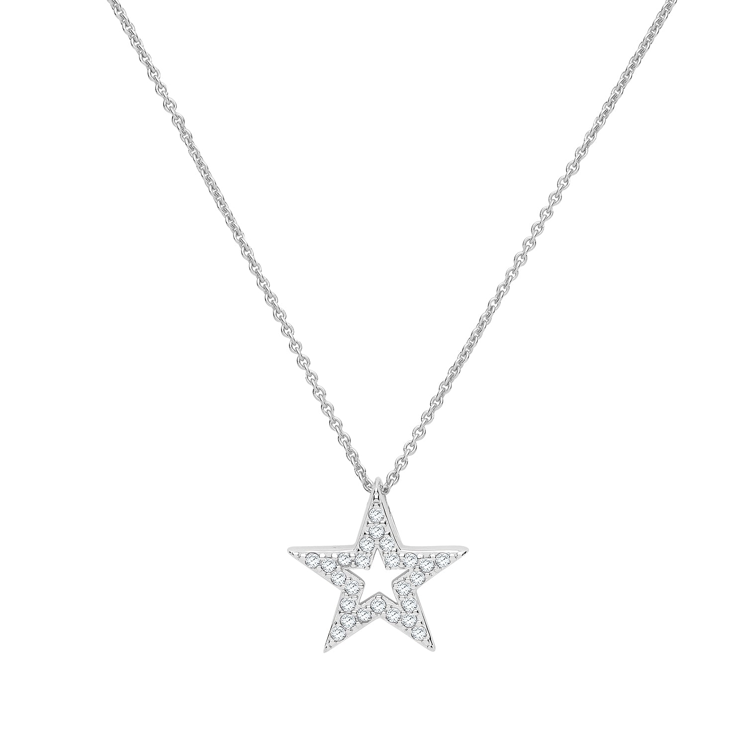 SILVER CZ STAR NECKLET