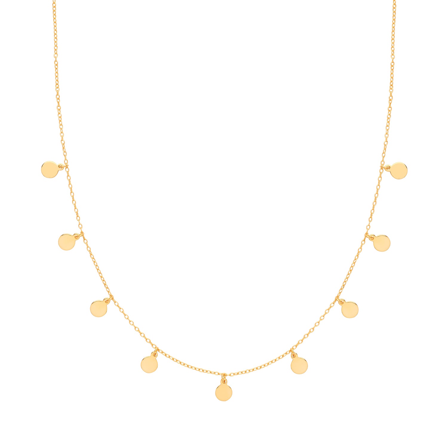 SILVER YELLOW GOLD PLATED DISC CHARMS NECKLET