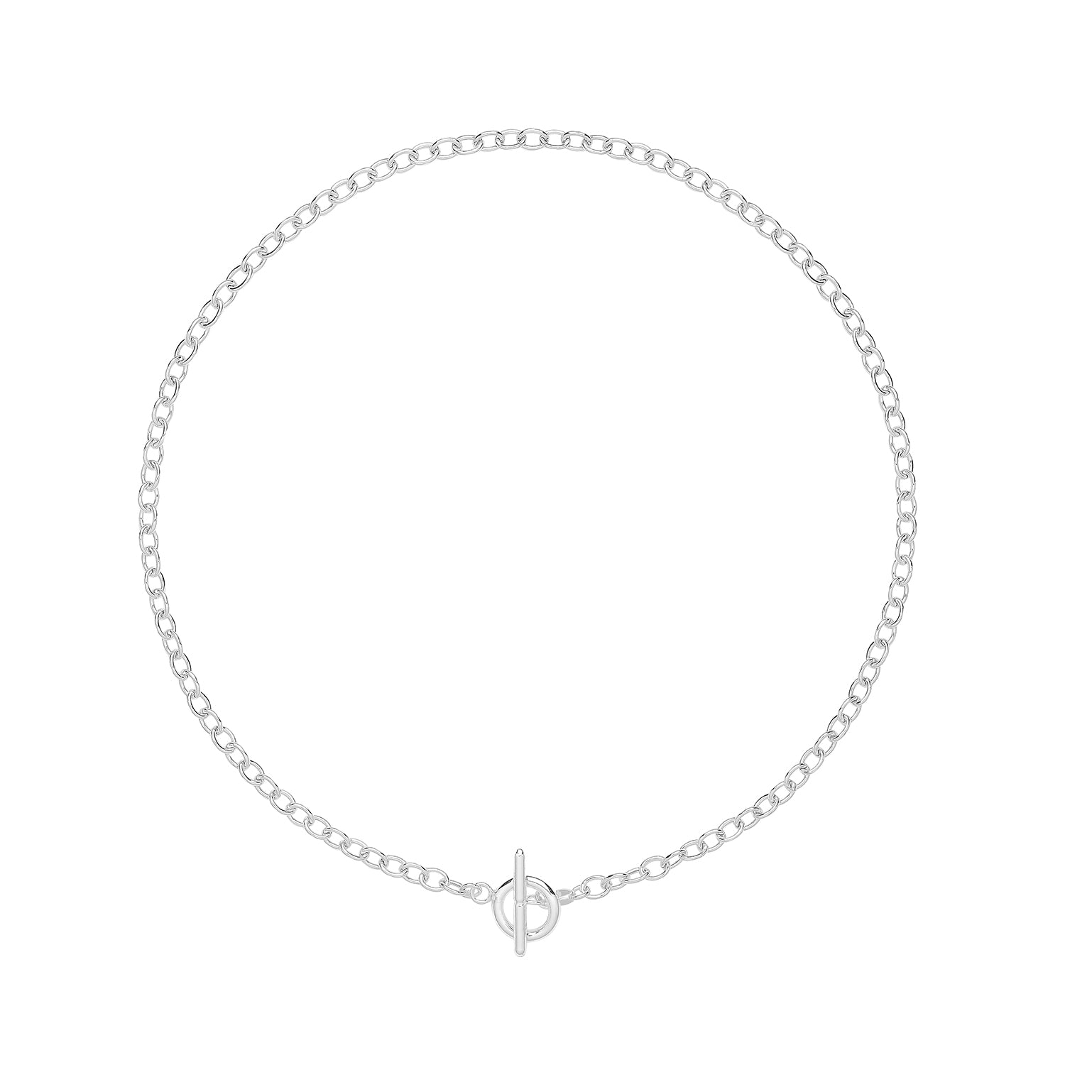 SILVER ROLLO T BAR NECKLET