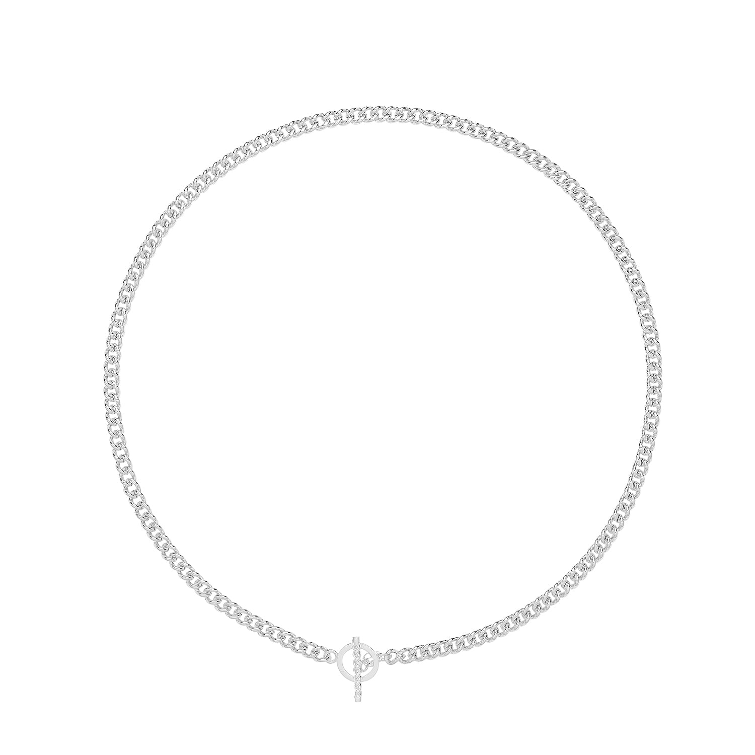 SILVER ALBERT T BAR NECKLET