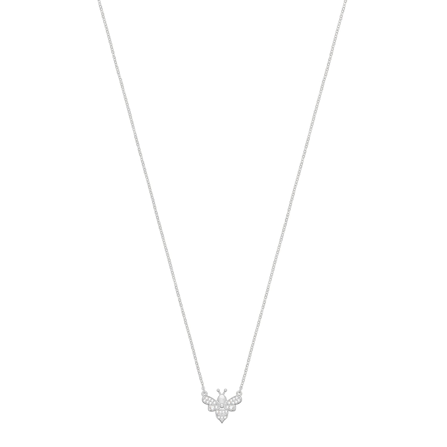 SILVER RHODIUM PLATED CZ BEE NECKLET