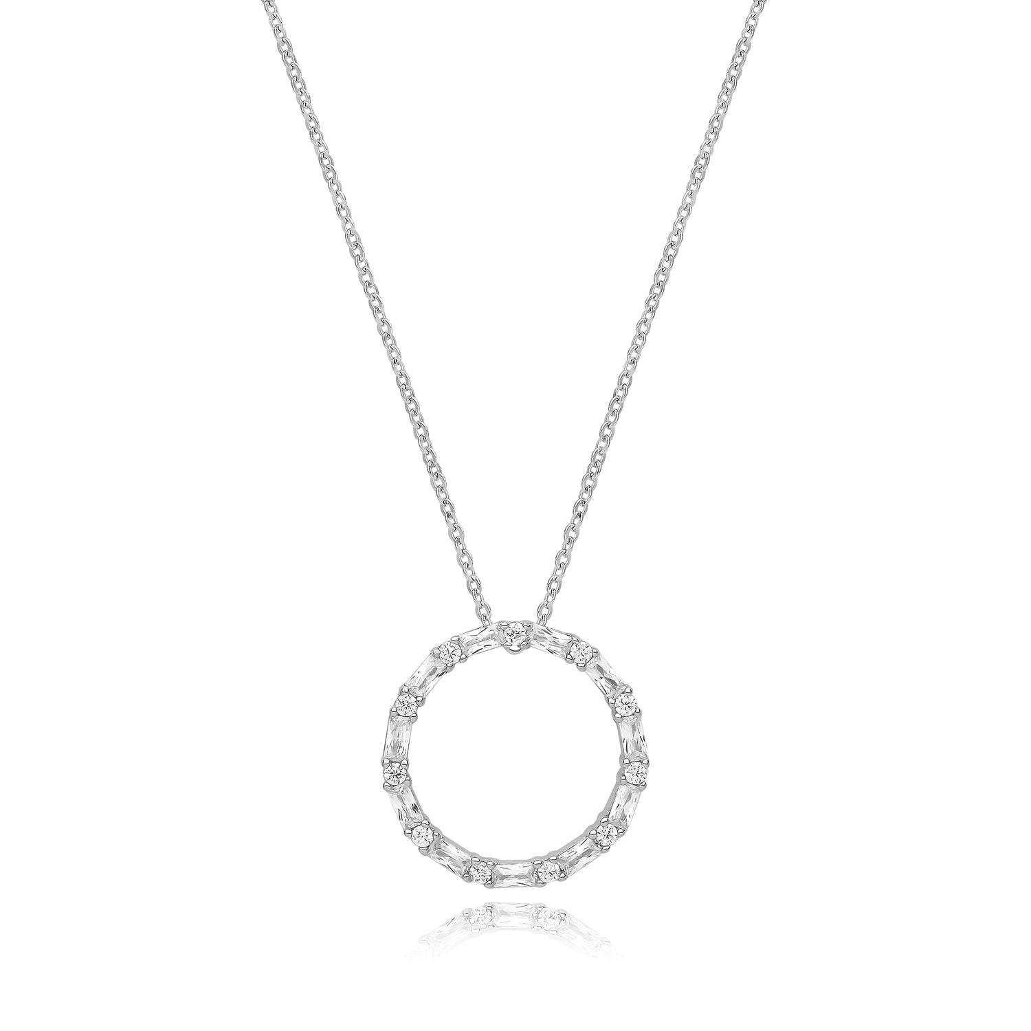 SILVER RHODIUM PLATED CIRCLE NECKLACE