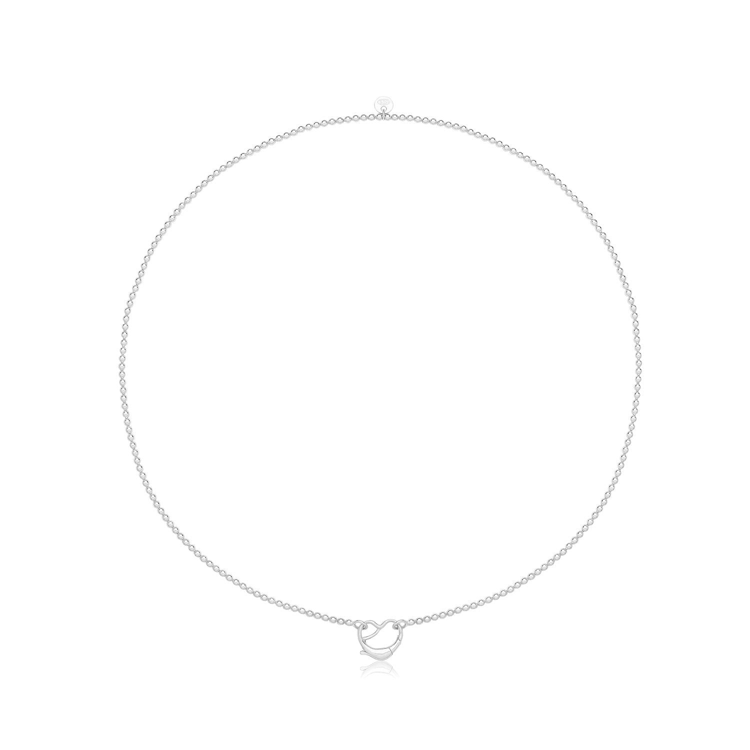SILVER RHODIUM PLATED HEART CLASP BEAD NECKLET