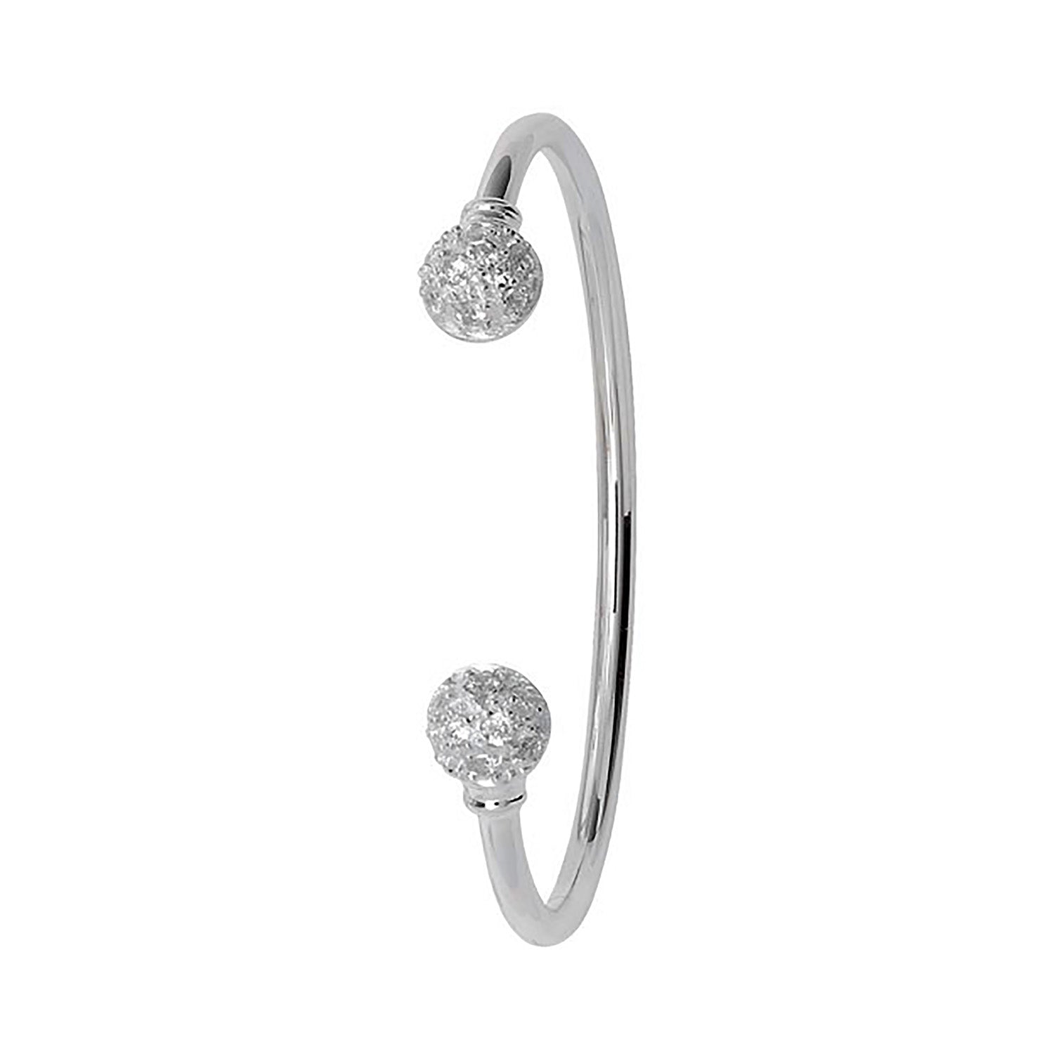 SILVER BABIES' CZ TORC BANGLE