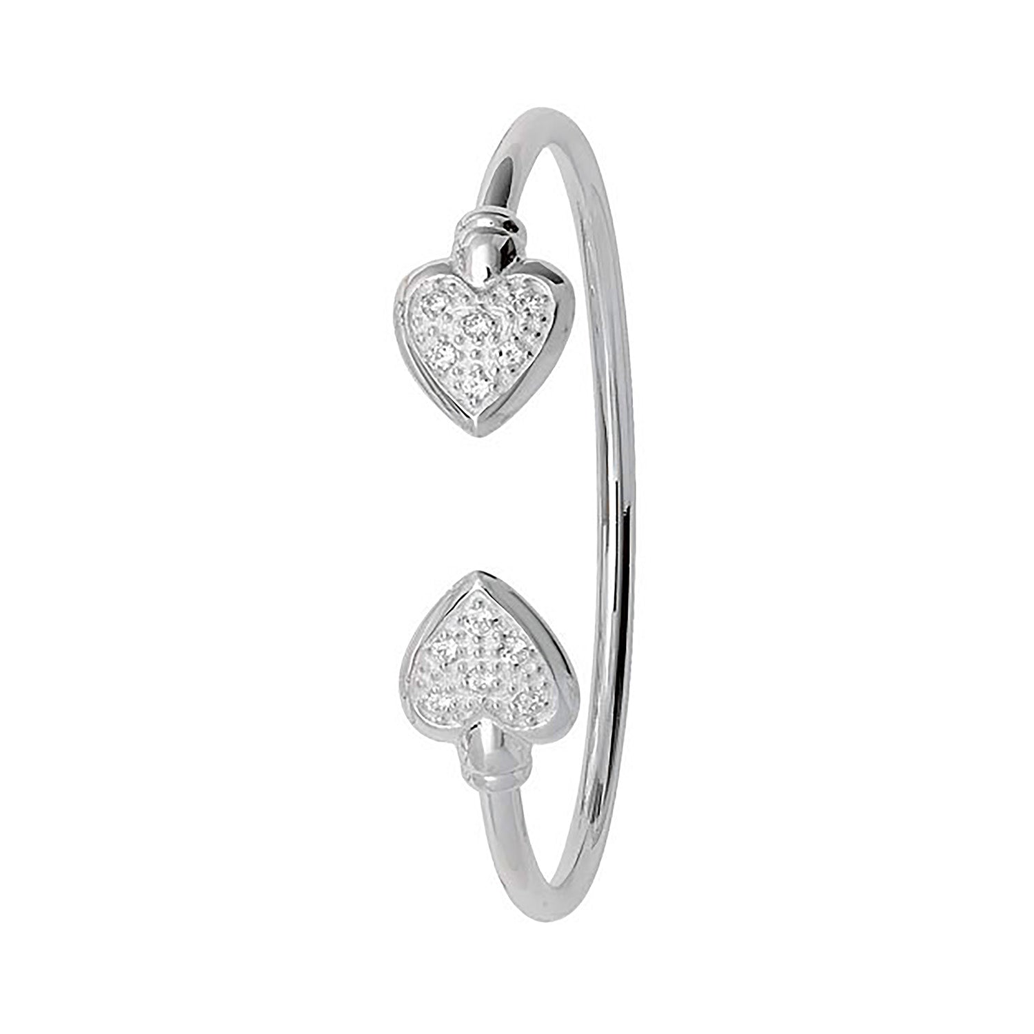 SILVER BABIES' CZ HEART TORC BANGLE