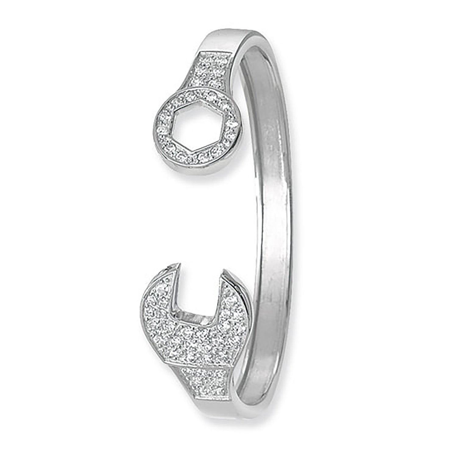 SILVER CZ SPANNER BANGLE