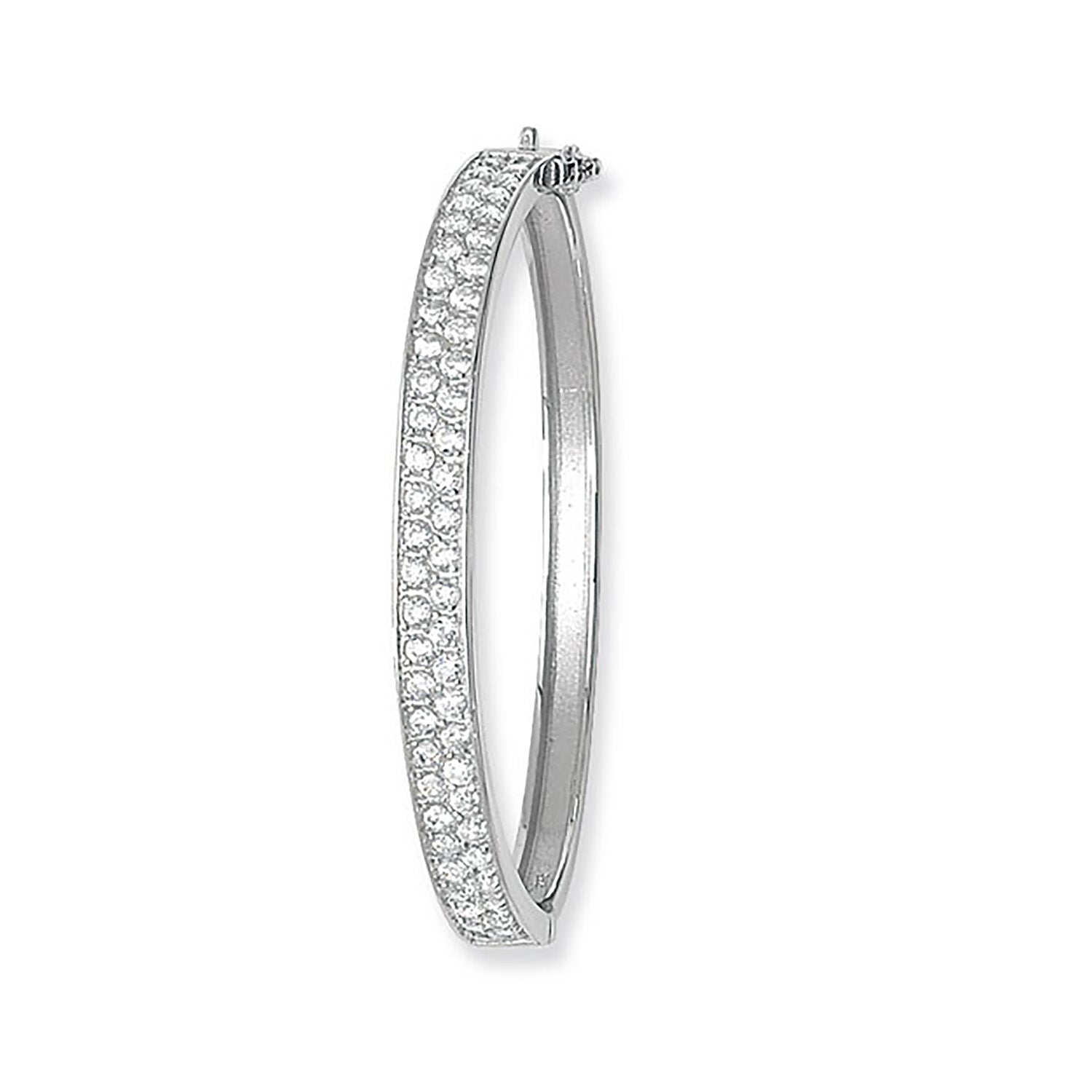 SILVER BABIES' CZ HINGED BANGLE