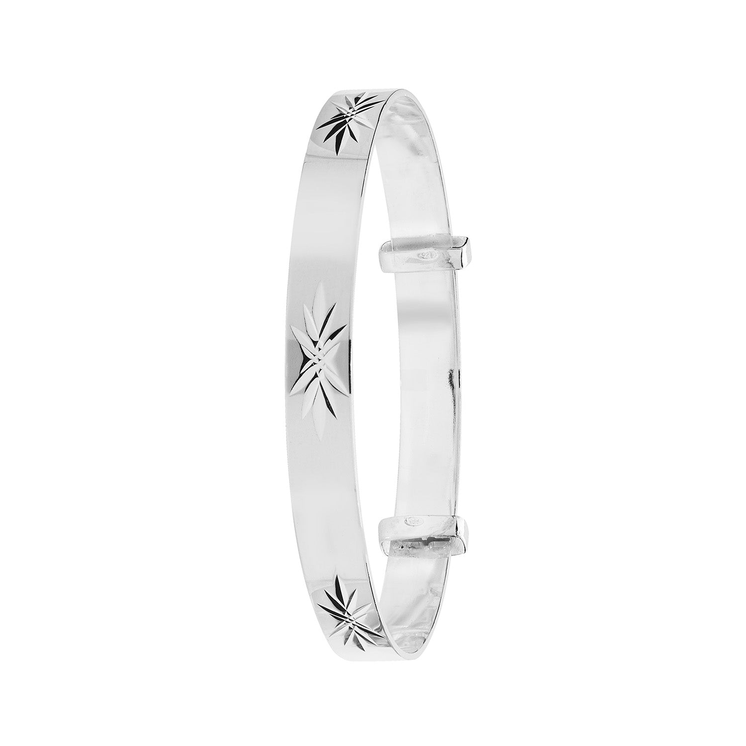 SILVER BABIES' DIAMOND CUT EXPANDABLE BANGLE