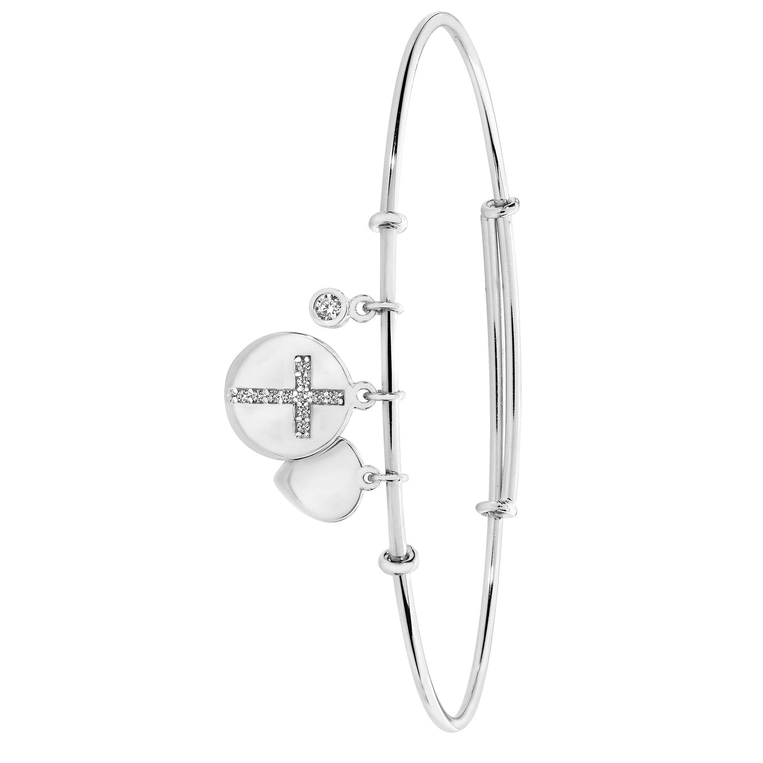 SILVER TRIPLE CHARMS EXPANDABLE BANGLE