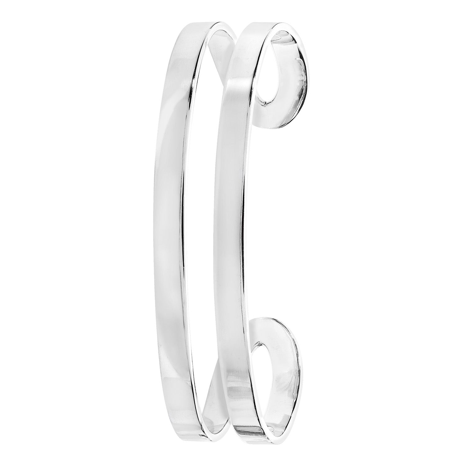 SILVER 2 ROW OVAL CUFF BANGLE