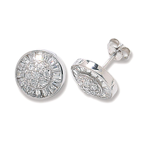 SILVER ROUND CZ STUD EARRINGS