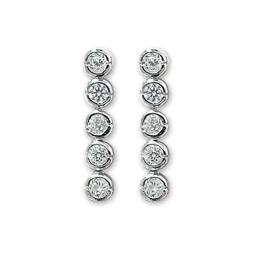 SILVER ROUND CZ DROP EARRINGS