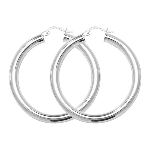 SILVER 30MM PLAIN HOOP EARRINGS