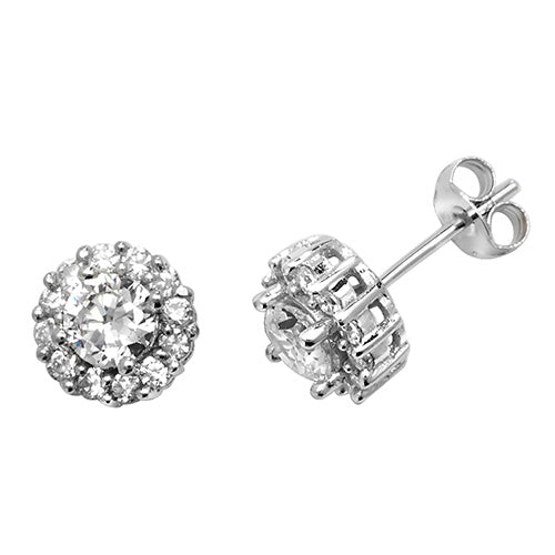 SILVER ROUND CZ STUD EARRINGS