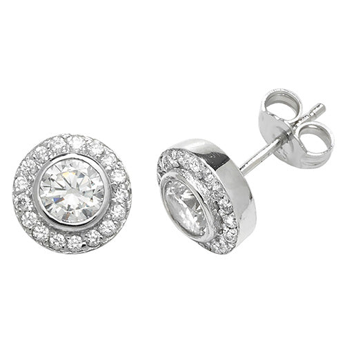 SILVER ROUND CZ STUD EARRINGS