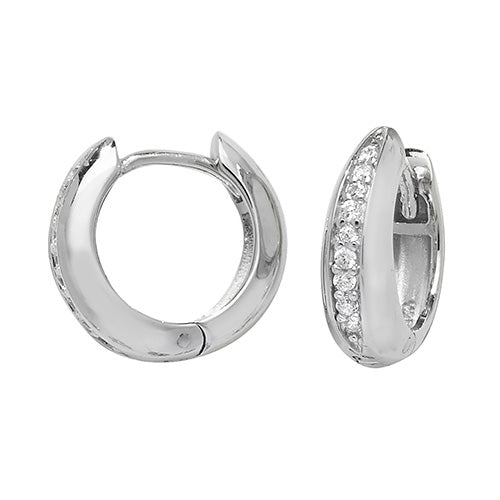 SILVER HINGED CZ EARRINGS