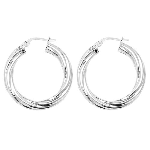 SILVER 20MM TWISTED HOOP EARRINGS