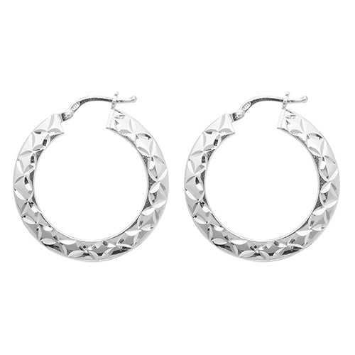 SILVER 20MM DIA CUT HOOP EARRINGS