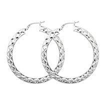 SILVER 30MM DIA CUT HOOP EARRINGS