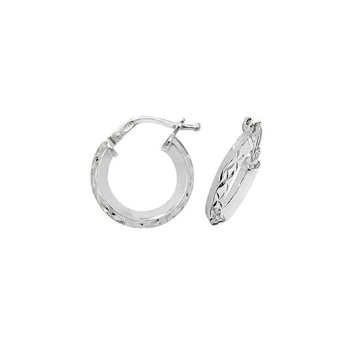 SILVER 10MM DIA CUT HOOP EARRINGS