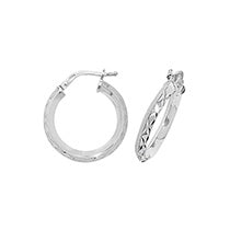 SILVER 15MM DIA CUT HOOP EARRINGS