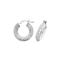 SILVER 10MM DIA CUT HOOP EARRINGS