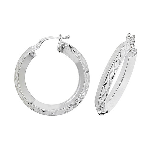 SILVER 20MM DIA CUTHOOP EARRINGS