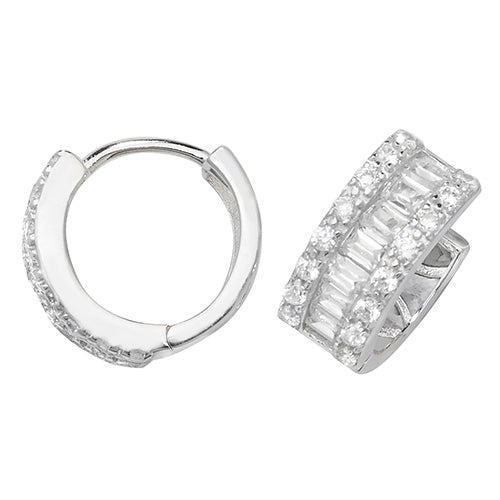 SILVER HINGED CZ EARRINGS