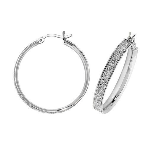 SILVER 25MM MOONDUST HOOP EARRINGS