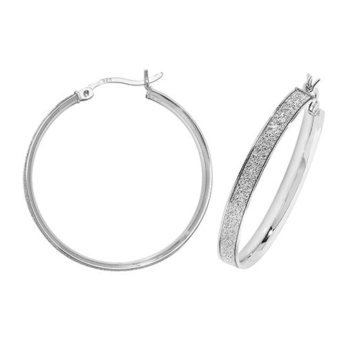 SILVER 30MM MOONDUST HOOP EARRINGS