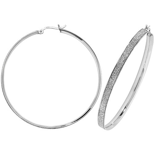 SILVER 50MM MOONDUST HOOP EARRINGS