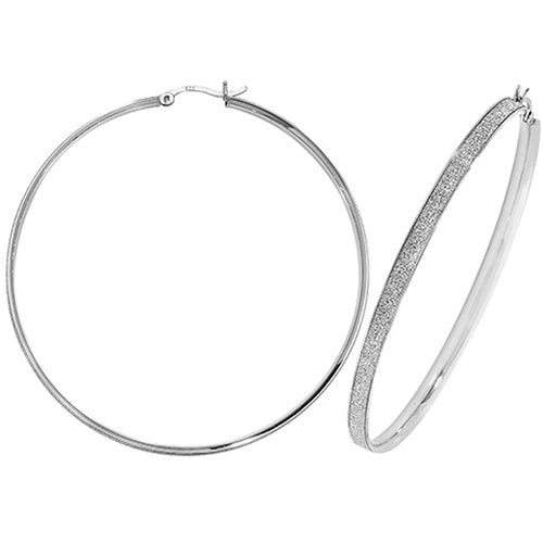 SILVER 60MM MOONDUST HOOP EARRINGS