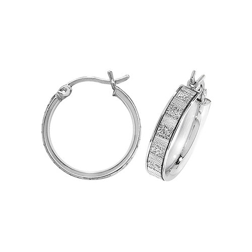 SILVER 15MM MOONDUST HOOP EARRINGS