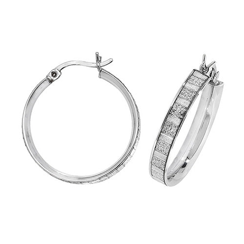 SILVER 20MM MOONDUST HOOP EARRINGS