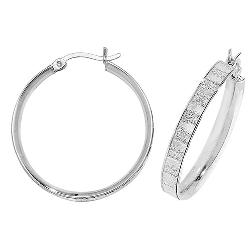 SILVER 25MM MOONDUST HOOP EARRINGS