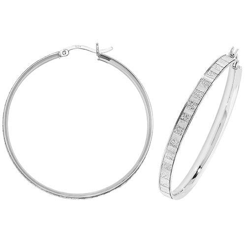SILVER 40MM MOONDUST HOOP EARRINGS