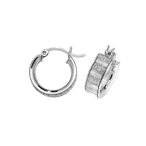 SILVER 10MM MOONDUST HOOP EARRINGS