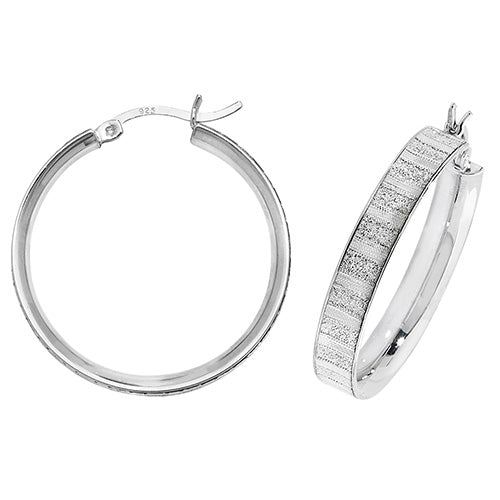 SILVER 25MM MOONDUST HOOP EARRINGS