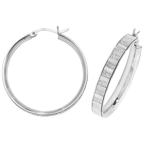 SILVER 30MM MOONDUST HOOP EARRINGS