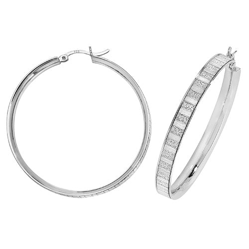 SILVER 40MM MOONDUST HOOP EARRINGS