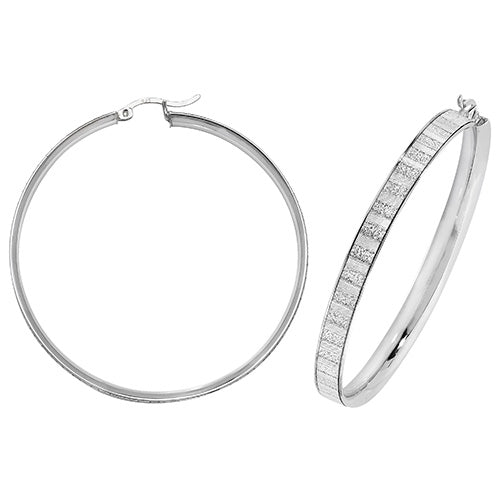 SILVER 50MM MOONDUST HOOP EARRINGS