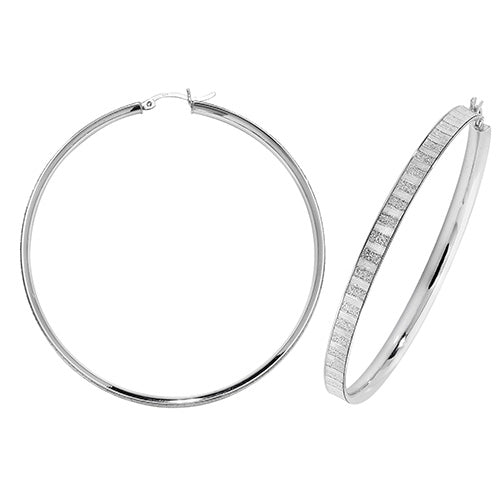 SILVER 60MM MOONDUST HOOP EARRINGS