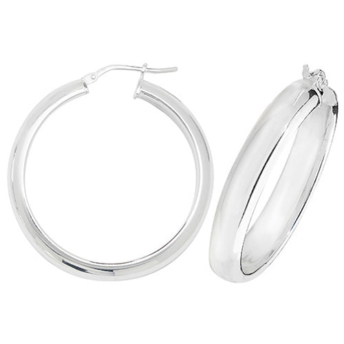 SILVER 30MM PLAIN HOOP EARRINGS